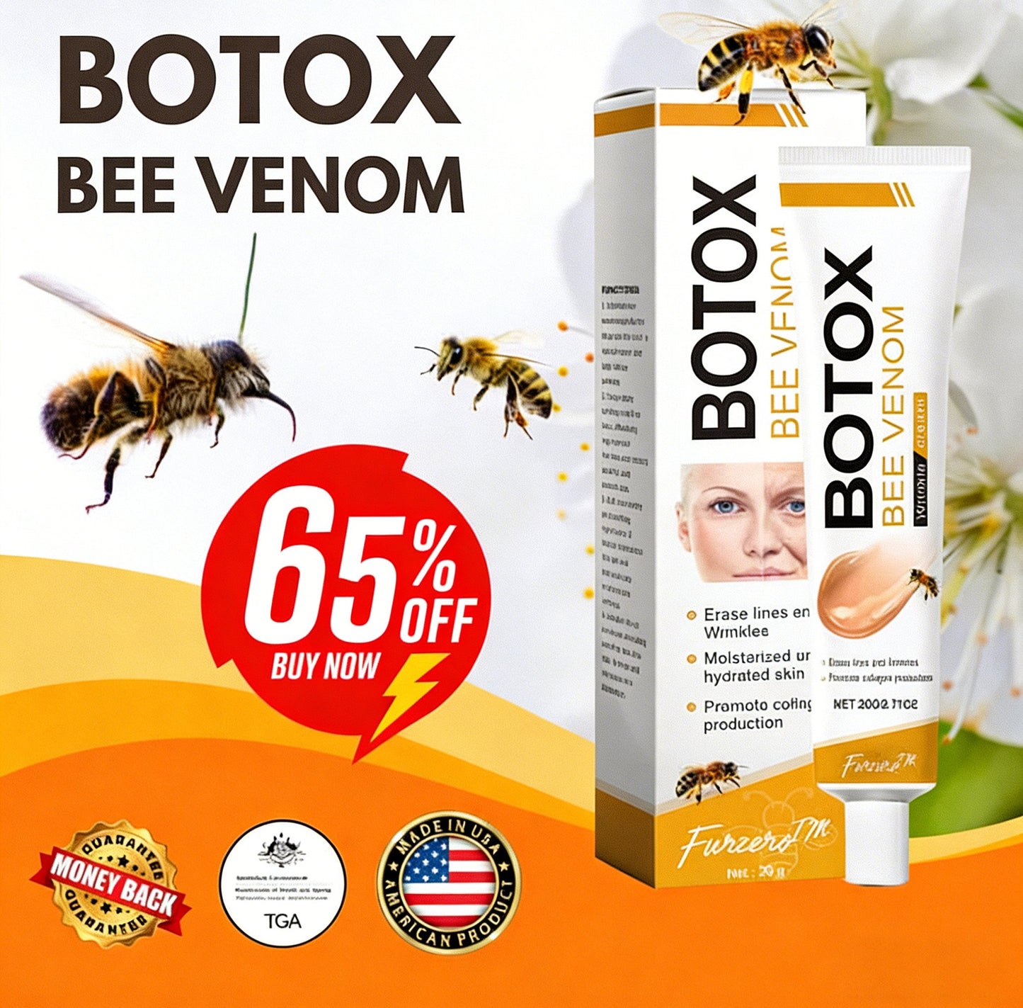 👨‍⚕️ Made and Shipped from US🏆 10,000 Sold This Month✨🎁✅  Botox Bee Venom Wrinkle Removal Cream